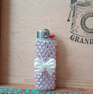 Crystal Embellished Lighter Case with Bow